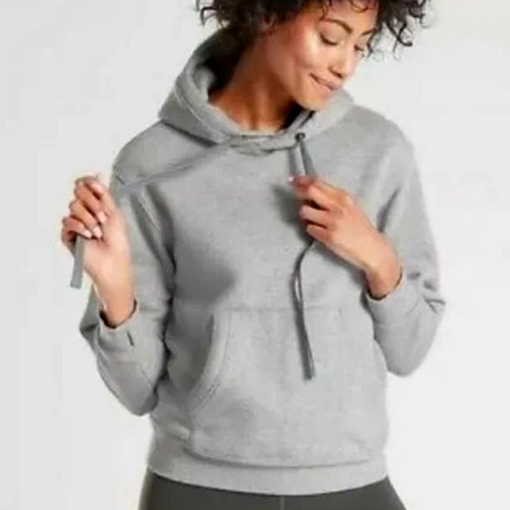 Athleta 24/7 Heather Grey Hoodie Drawstring Pullover Size XS